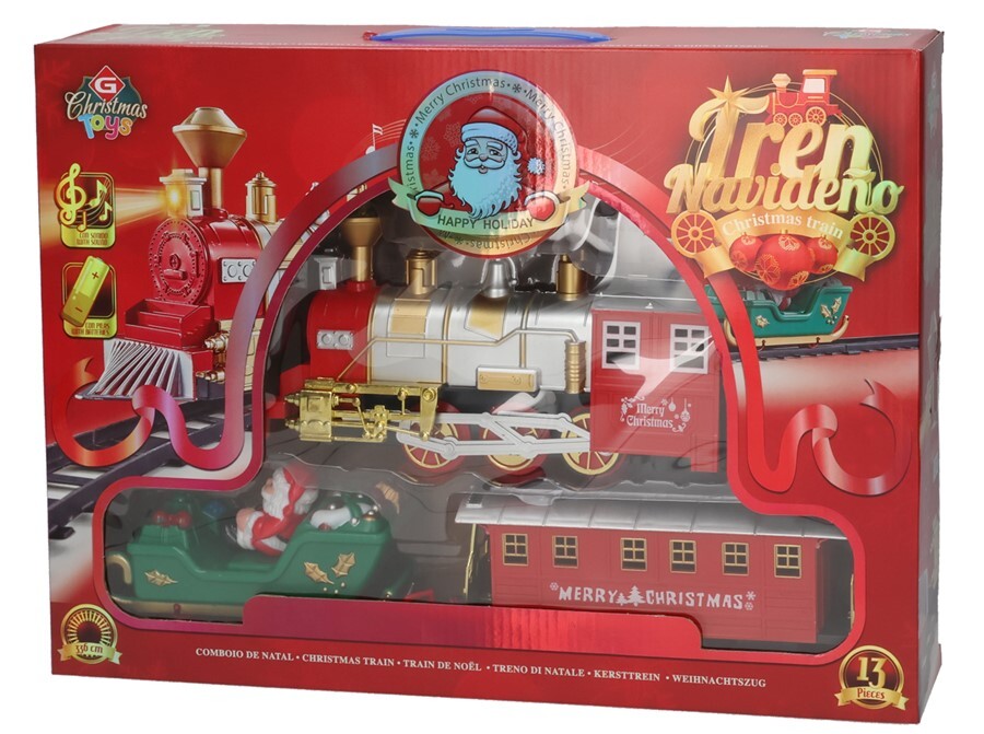 CAJA TREN NAVIDEÃ Â O SANTA LUZ Y SONIDO 42X30X7