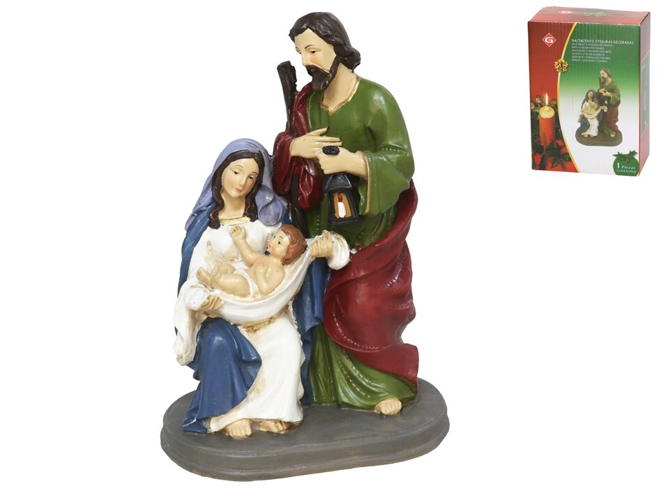NACIMIENTO 3 FIGURAS DECORADAS 13,8X8,6X20CM