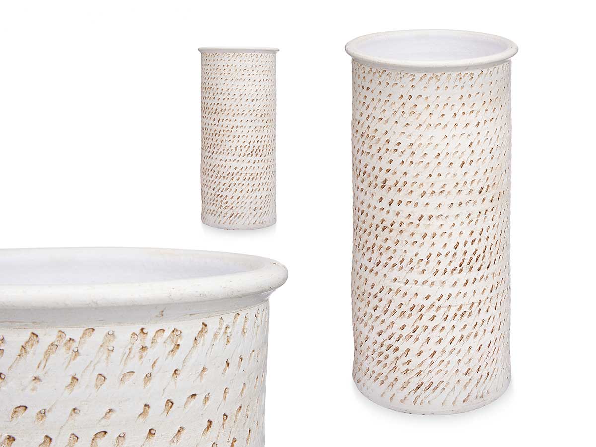 Paraguero ceramica puntos 23x23x50cm beige