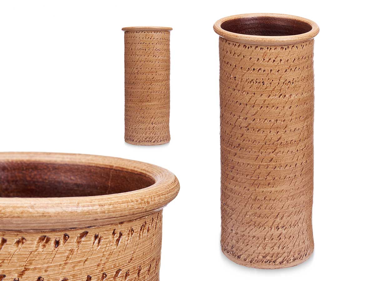 Paraguero ceramica puntos 23x23x50cm marron
