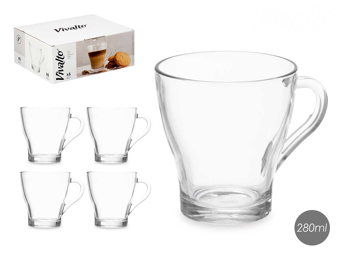Taza vidrio asa 280 ml 9x11x9.5cm