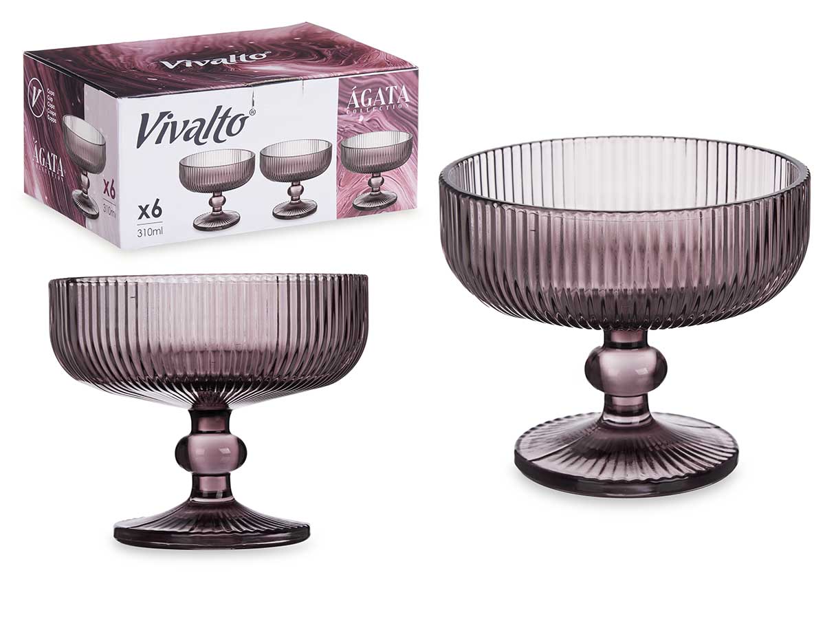 Copa helado rosa rayas 310ml 12x12x9.8cm