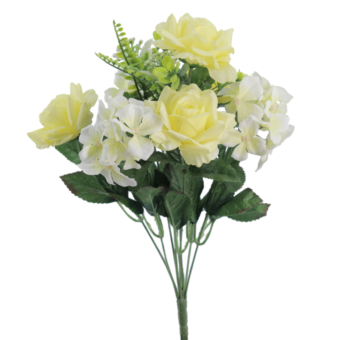 RAMO ROSAS HORTENSIAS 40CM AMARILLO