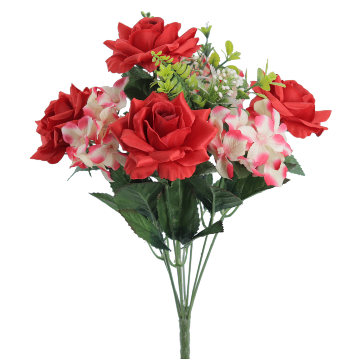 RAMO ROSAS HORTENSIAS 40CM ROJO