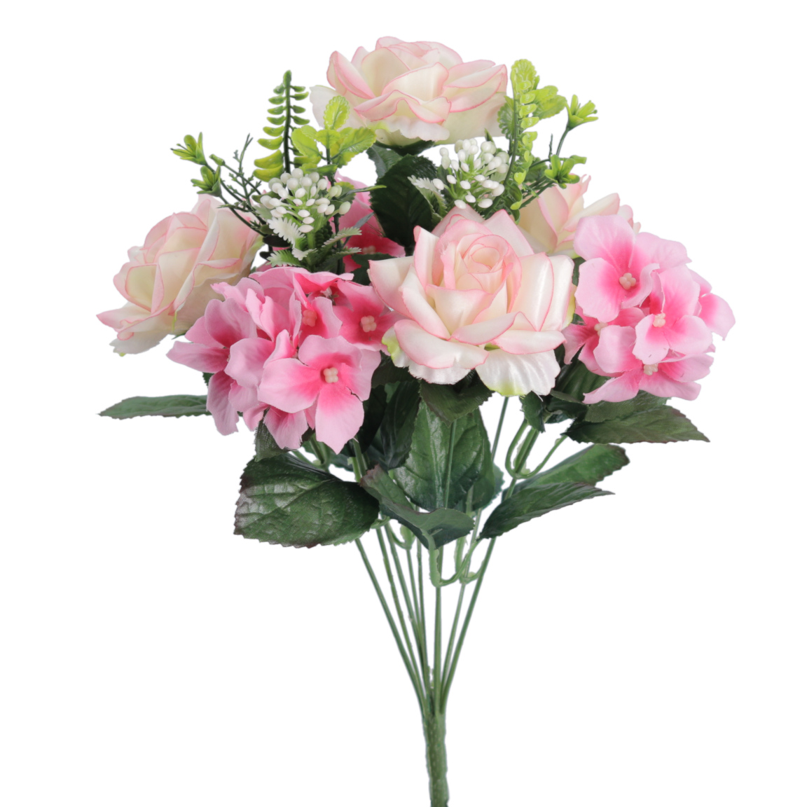 RAMO ROSAS HORTENSIAS 40CM ROSA
