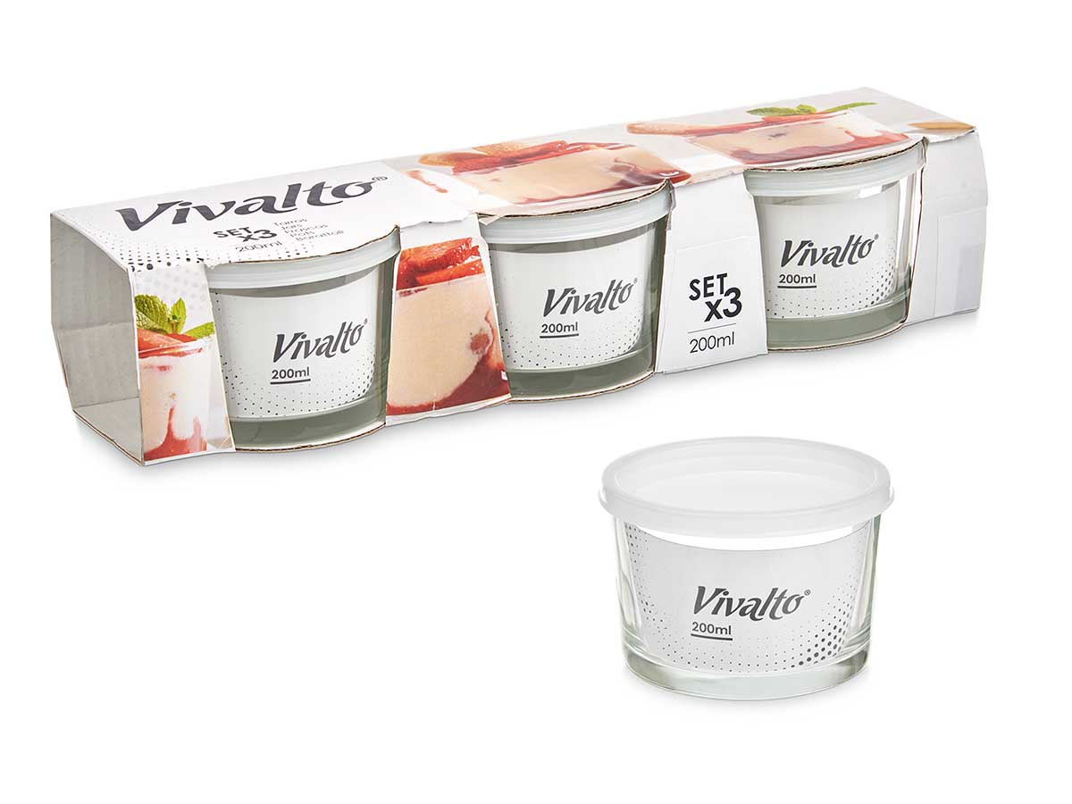Set 3 fiambrera vidrio 200 ml 9x29x7cm 3