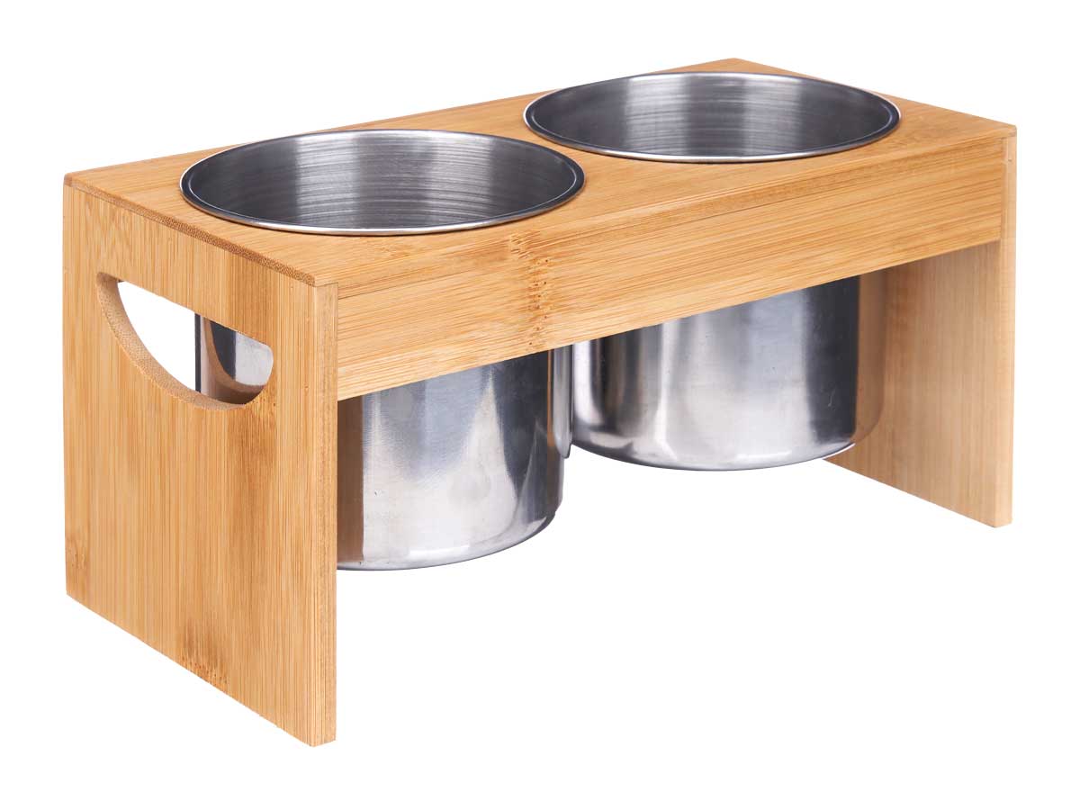Portautensilios doble bambu metal 12x23x12cm 2