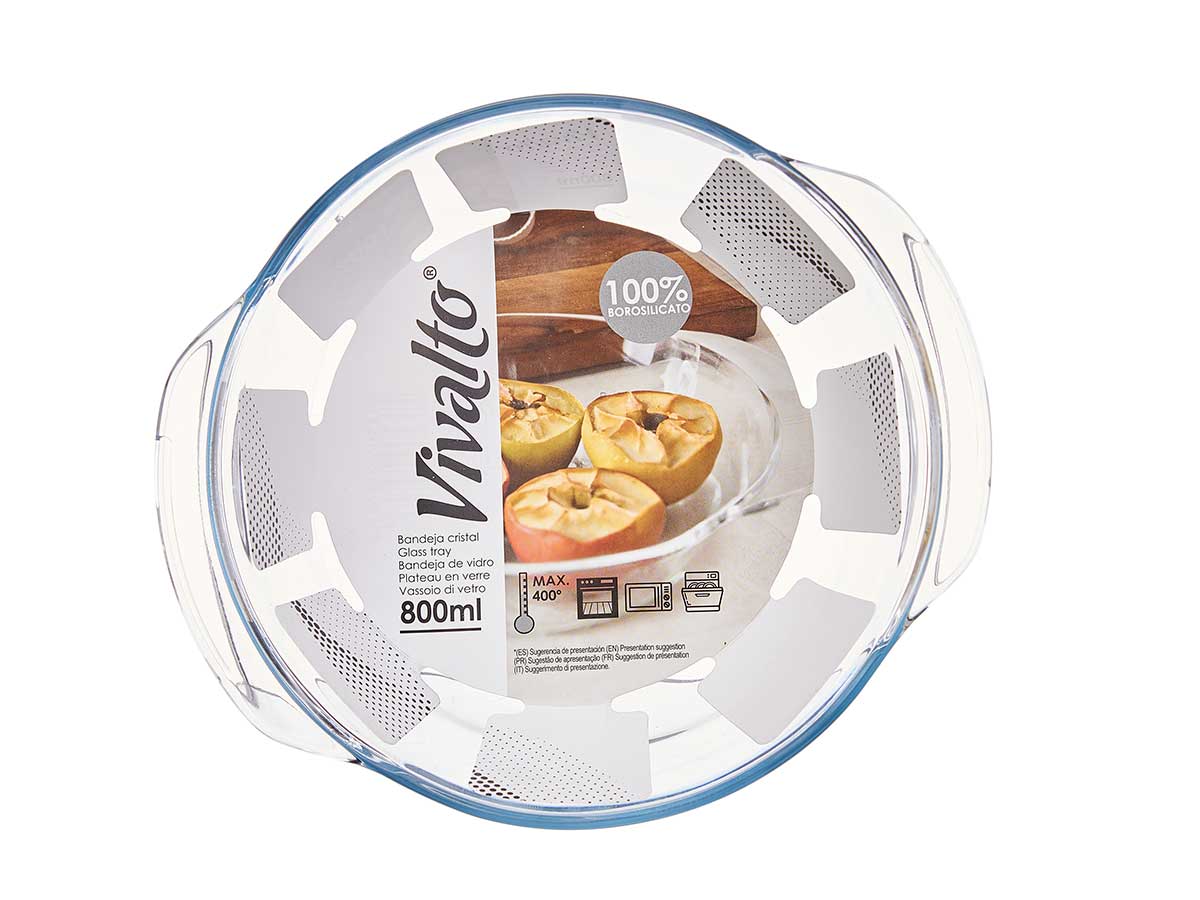 Bandeja borosilicato redonda asas 800ml 3
