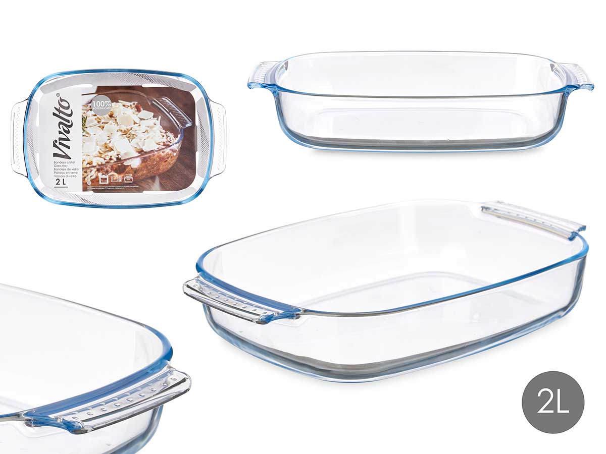 Bandeja borosilicato rectangular asas 2000ml 19.6x