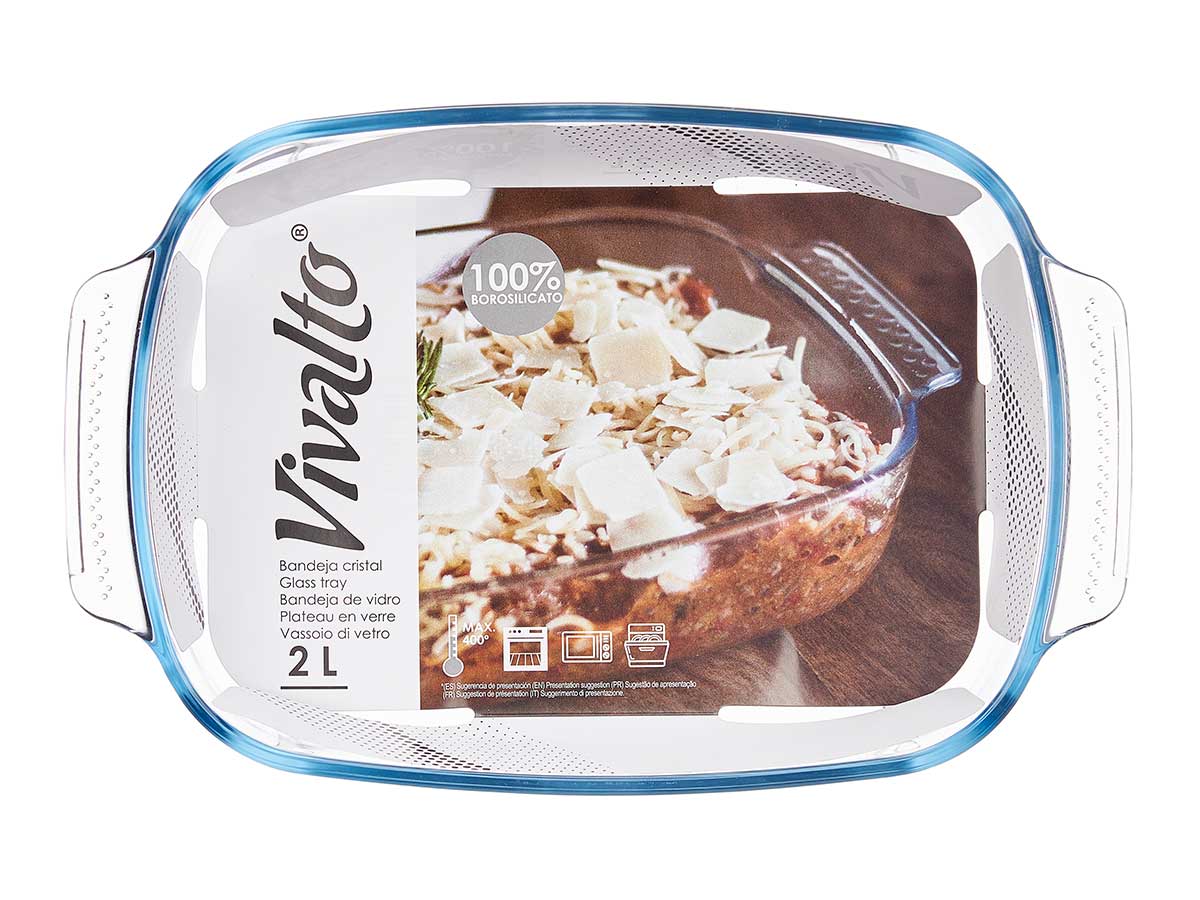 Bandeja borosilicato rectangular asas 2000ml 19.6x 3