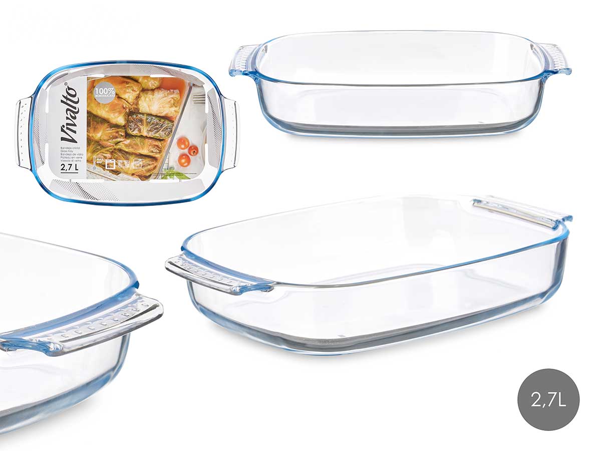 Bandeja borosilicato rectangular asas 2700ml 22.3x