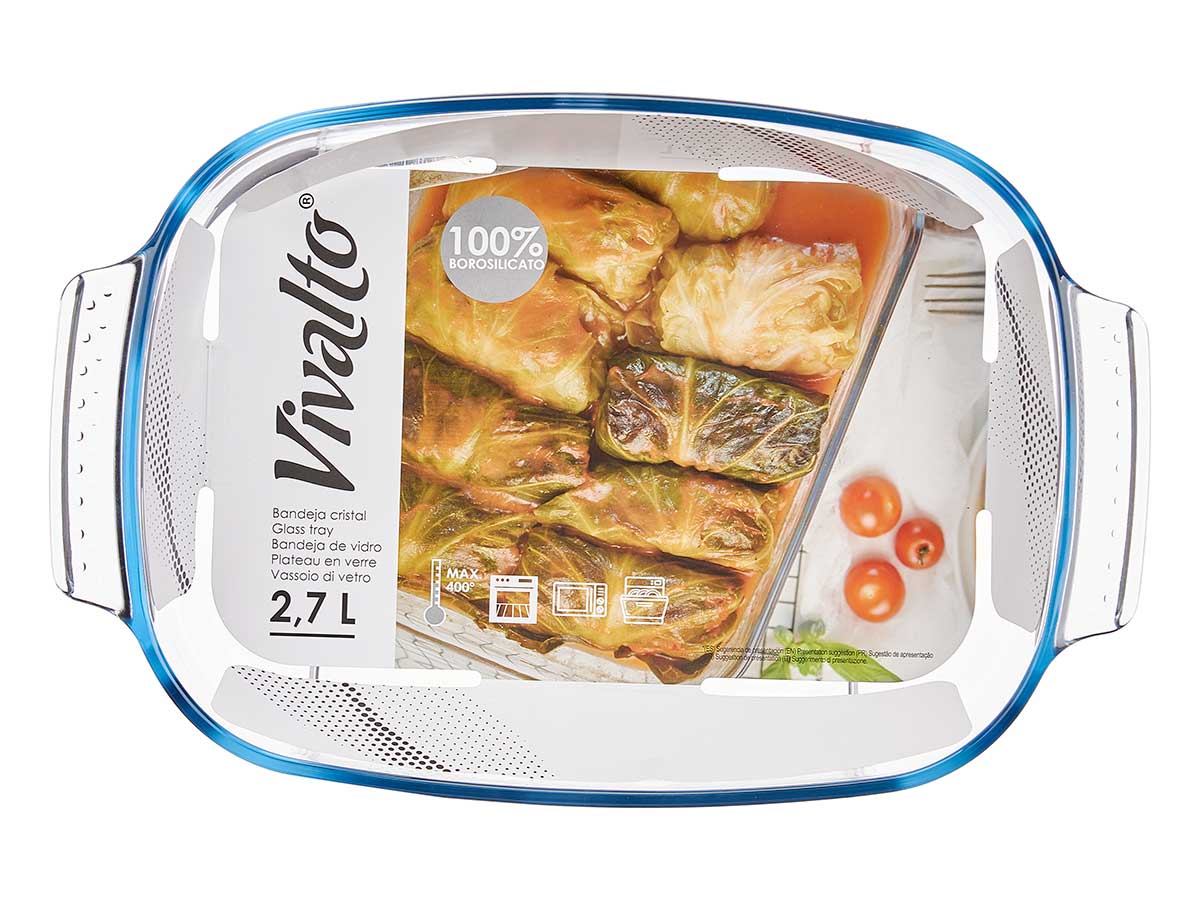 Bandeja borosilicato rectangular asas 2700ml 22.3x 3