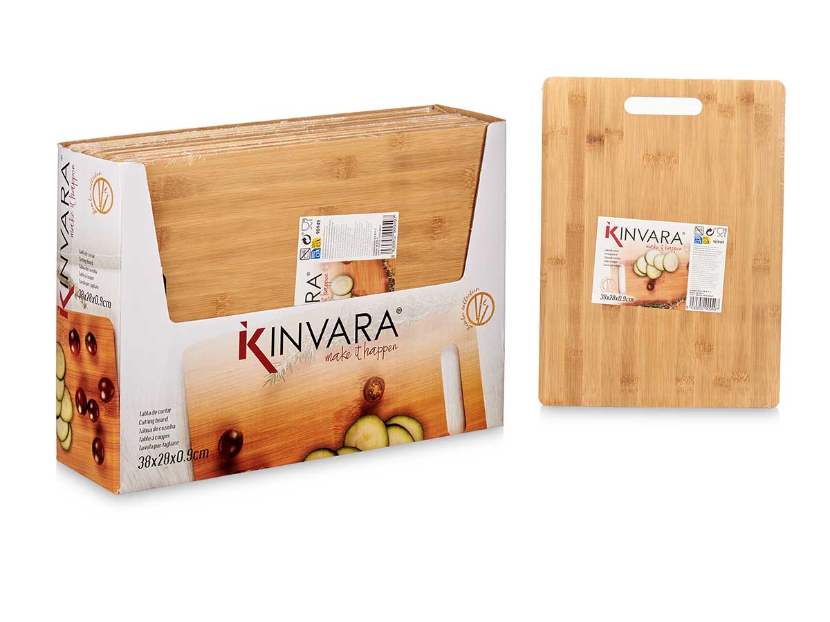 Tabla cortar bambu rectangular con asa 38x28 cm 3