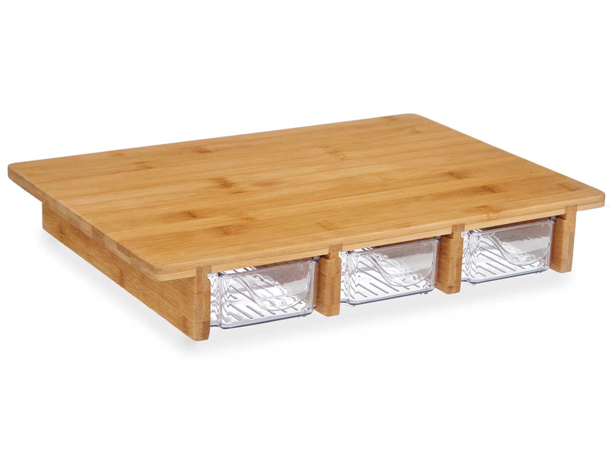 Tabla bambu 3 compartimentos 40x28x6cm 2