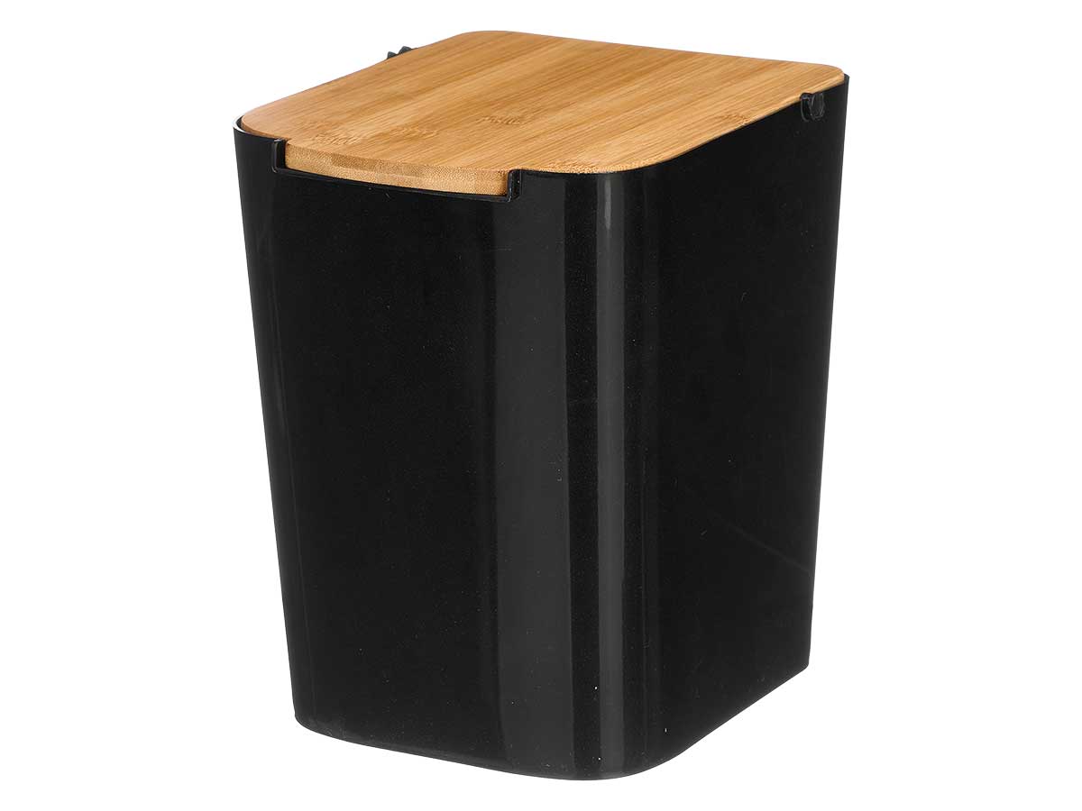 Papelera tapa bambu negra 24.4x18x24.5cm 2