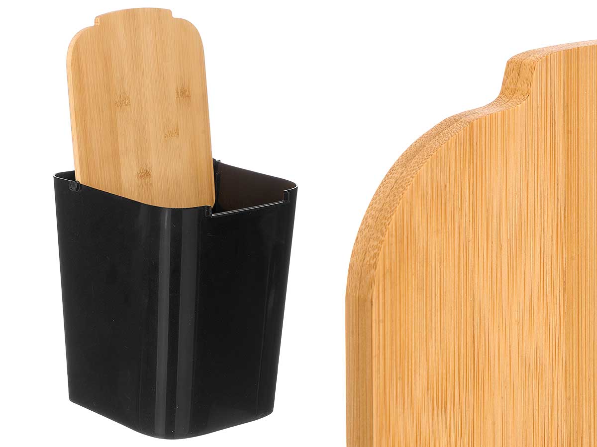Papelera tapa bambu negra 24.4x18x24.5cm 3