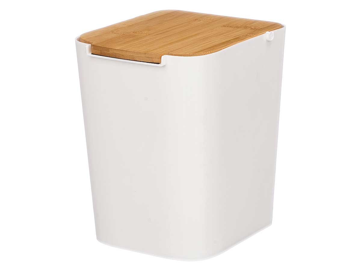 Papelera tapa bambu blanca 24.4x18x24.5cm 2