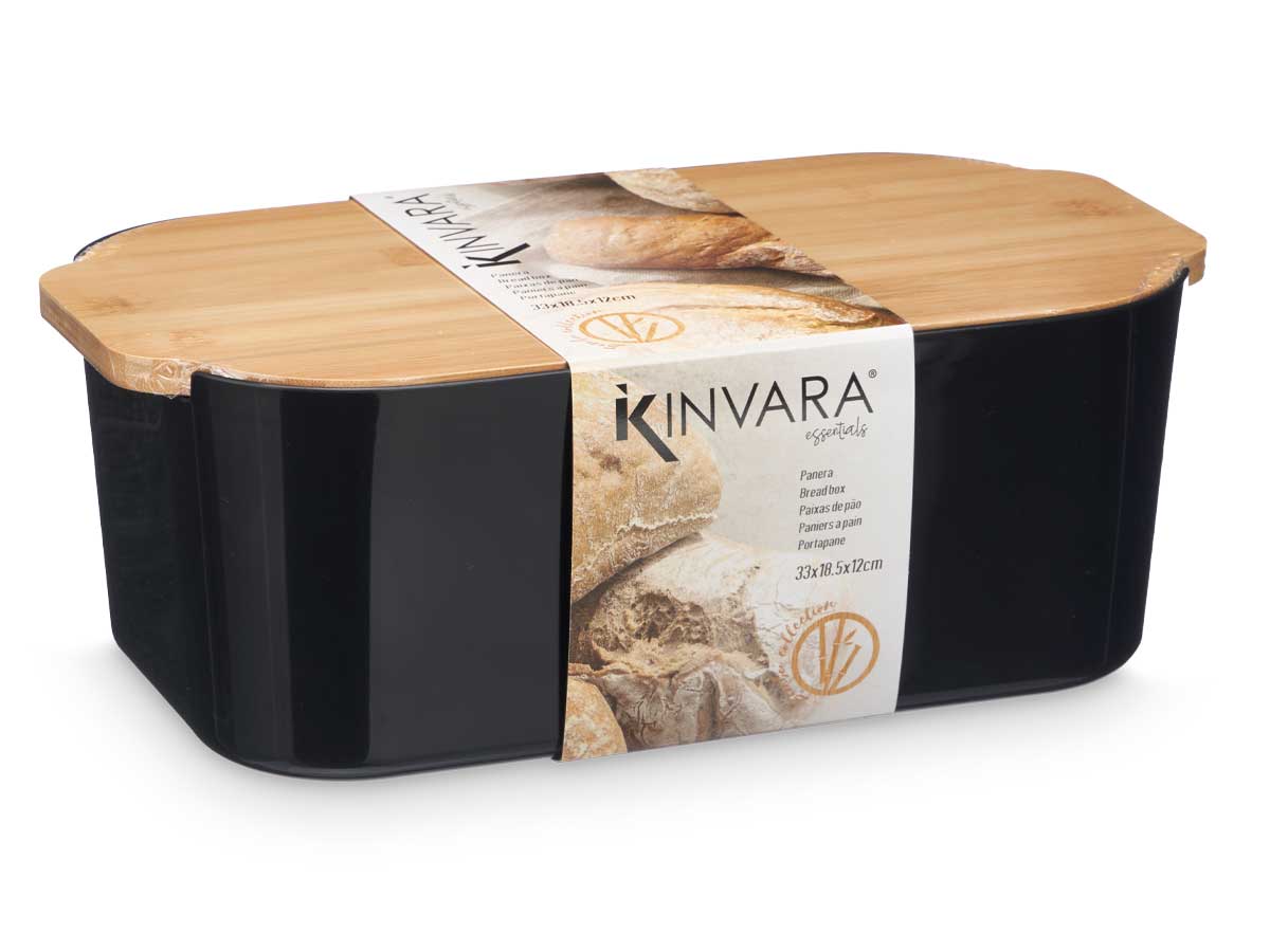 Panera negra tapa bambu 4,5l 18.5x33x12cm 3