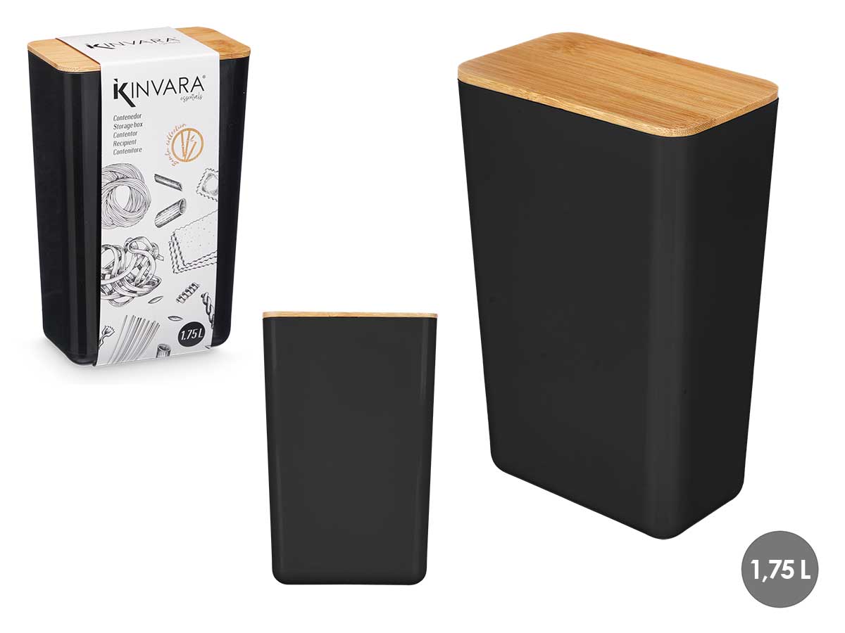 Tarro rectangular alto negro 1,75l 8.3x13.3x20.5cm