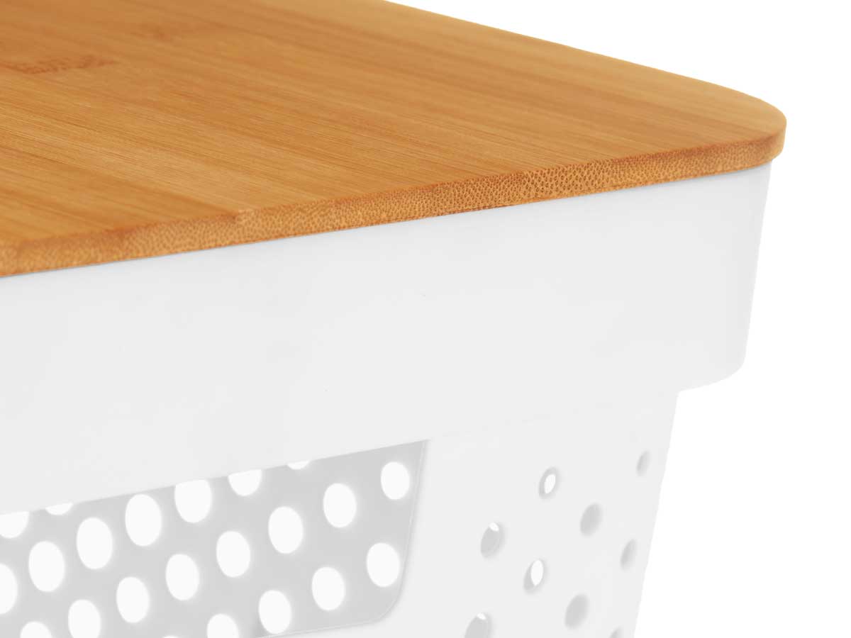 Caja multiusos perforada tapa bambu mdn blanc 36x2 4