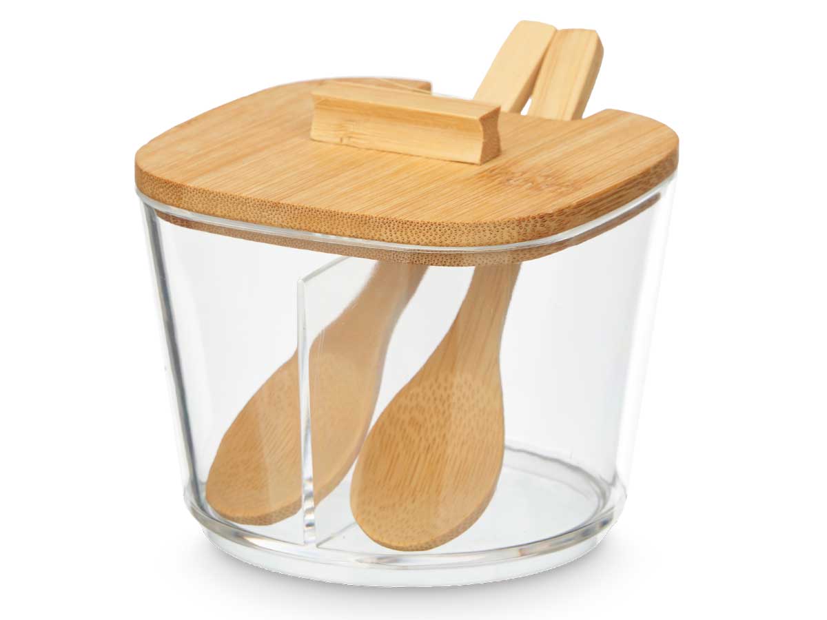 Azucarero doble tapa bambu 11,5x10x9,5cm 2