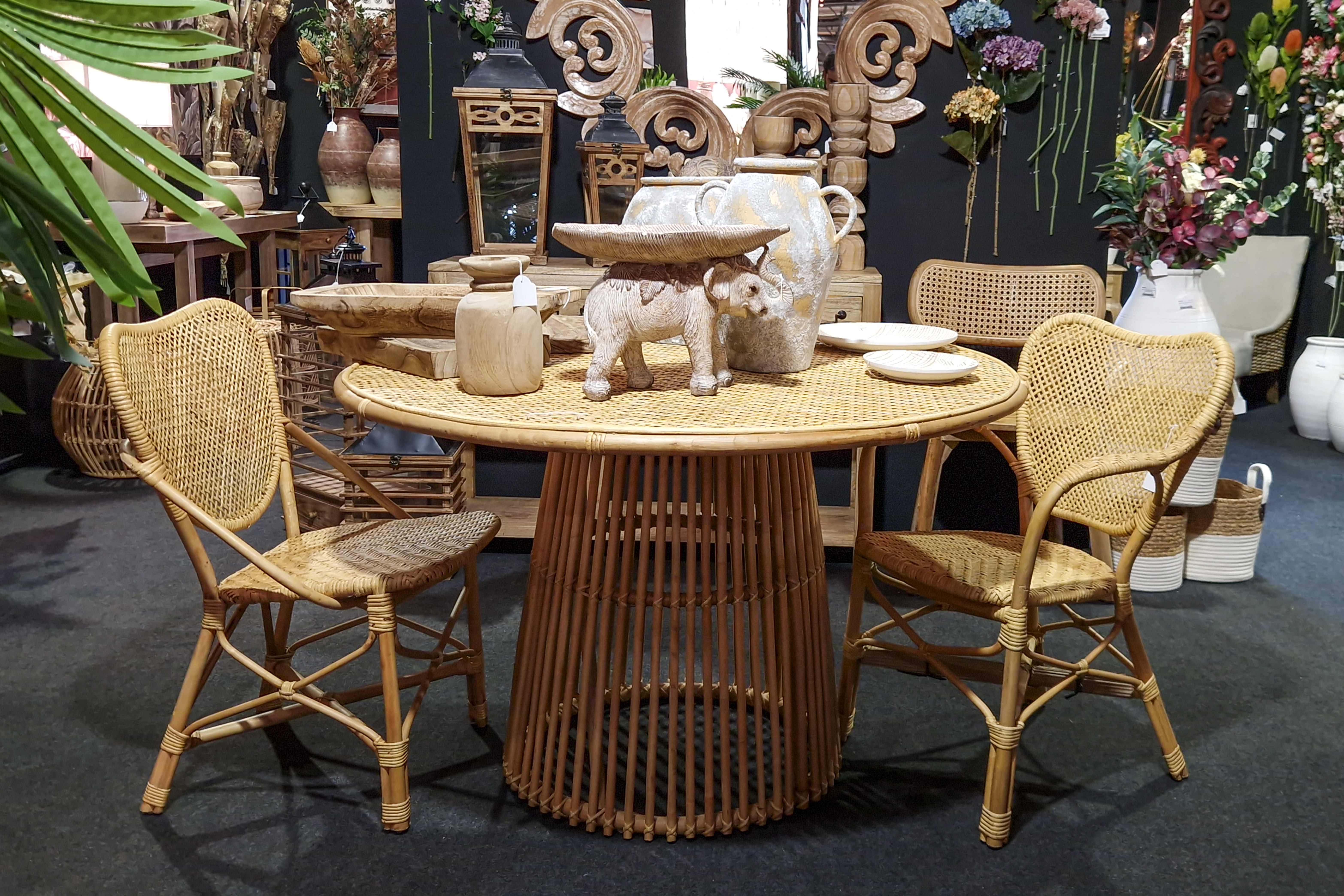 MESA COMEDOR BAMBU NATURAL 120x120x77 CM 2
