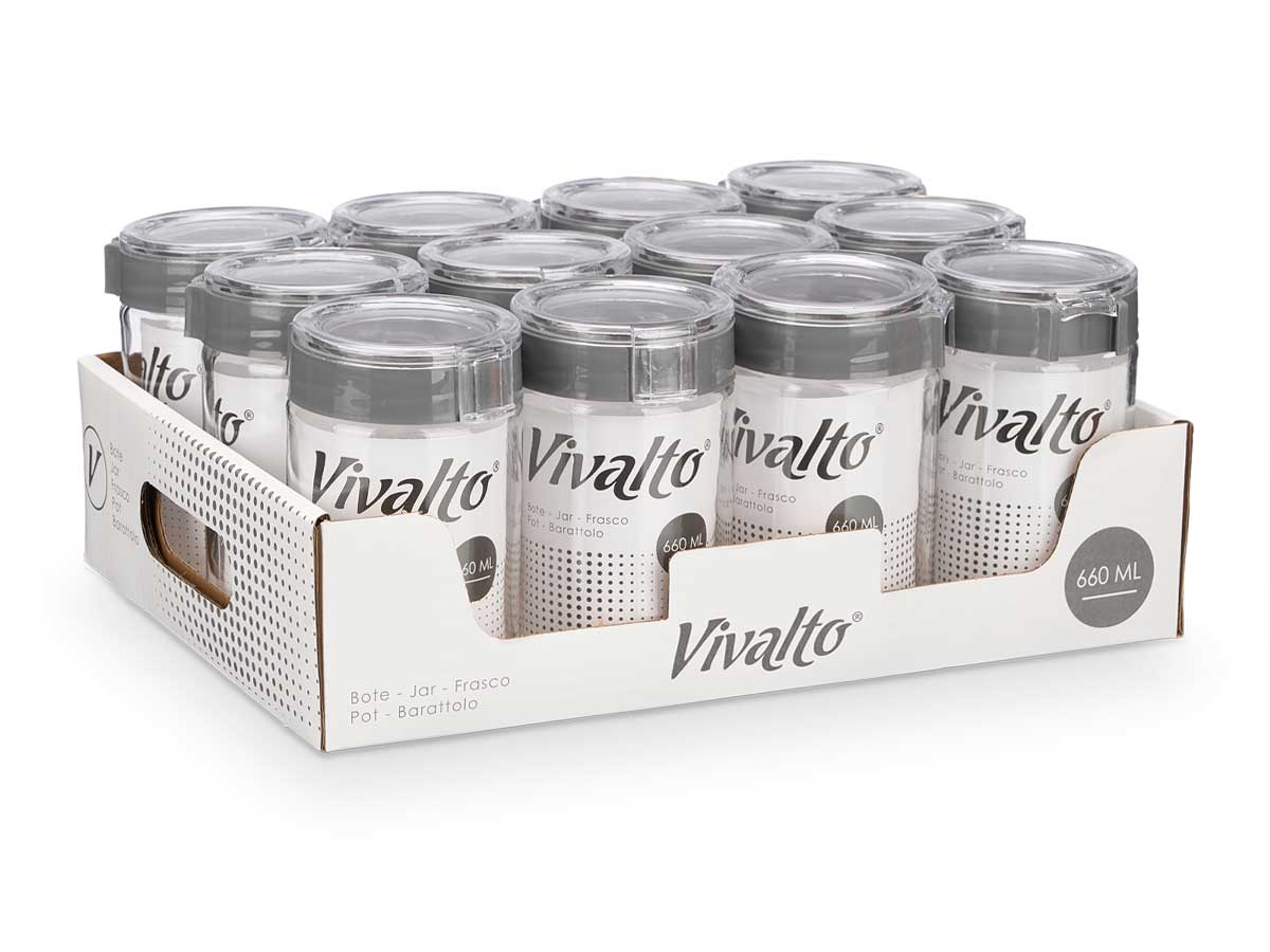 Bote tapa 660ml gris 9x9.5x15cm 3