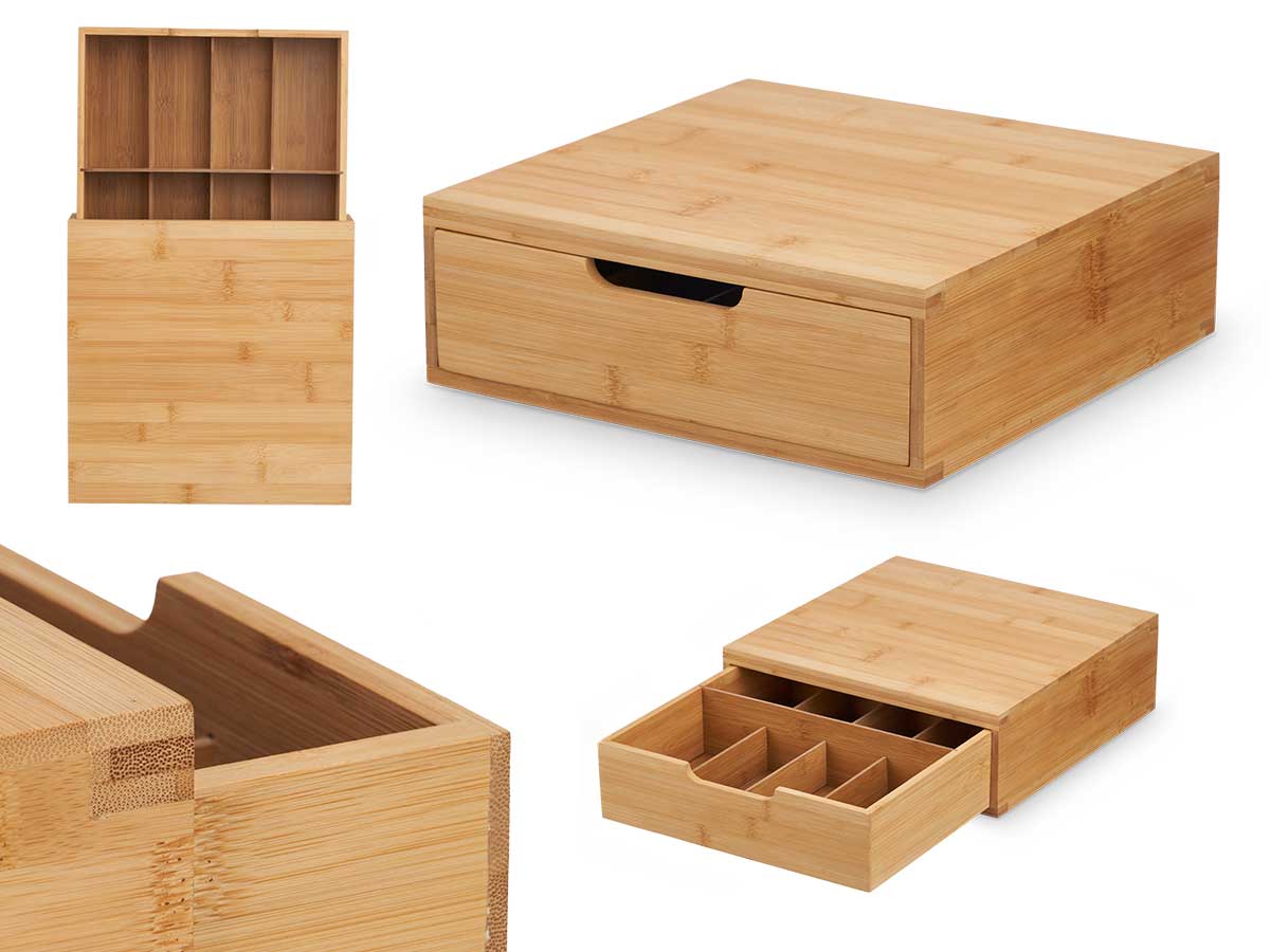 Portacapsulas cafe bambu 30x30x10cm