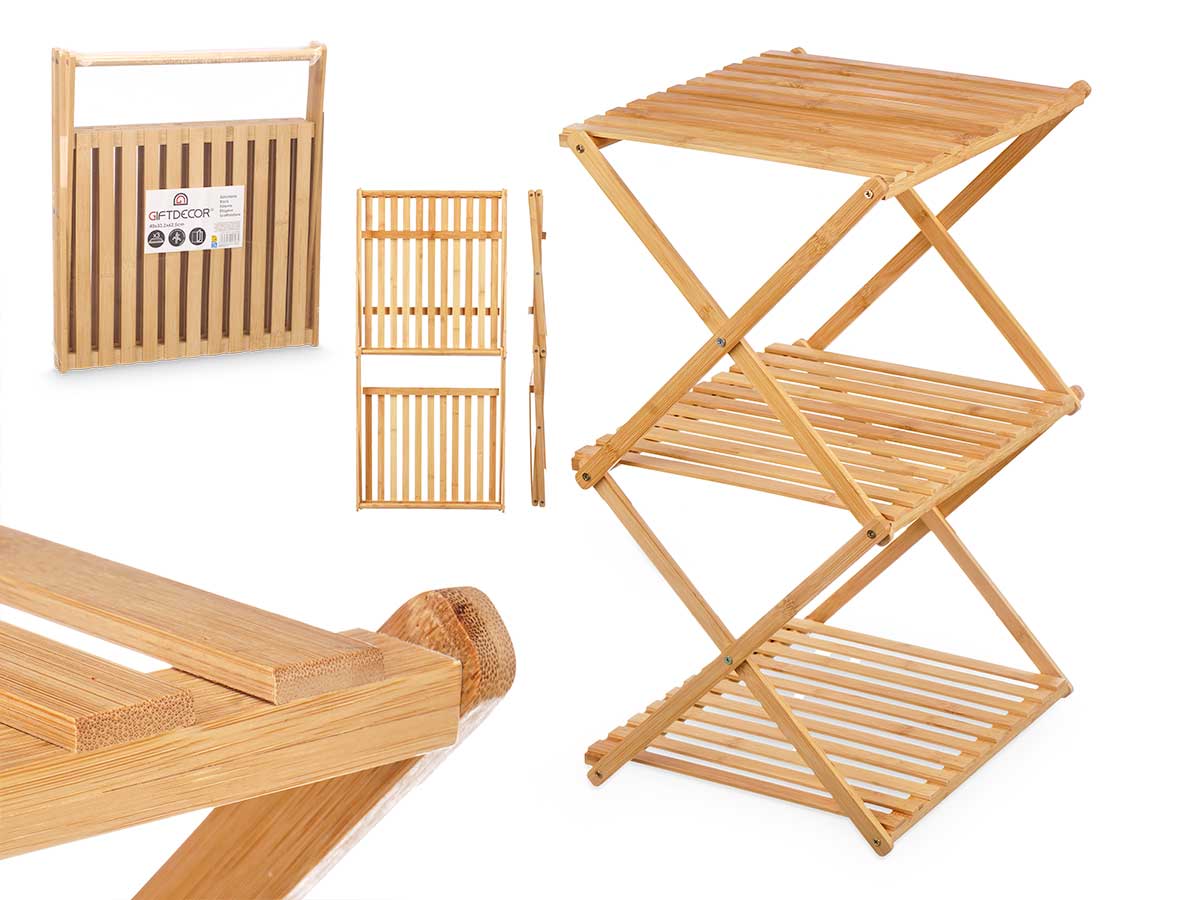 Estanteria bambu 3 baldas plegable 33.5x40x62cm