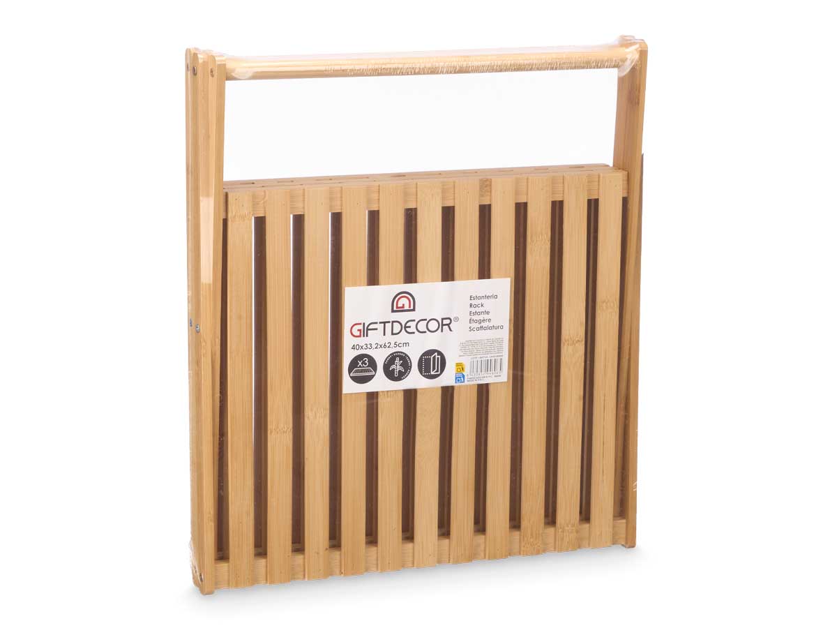 Estanteria bambu 3 baldas plegable 33.5x40x62cm 3