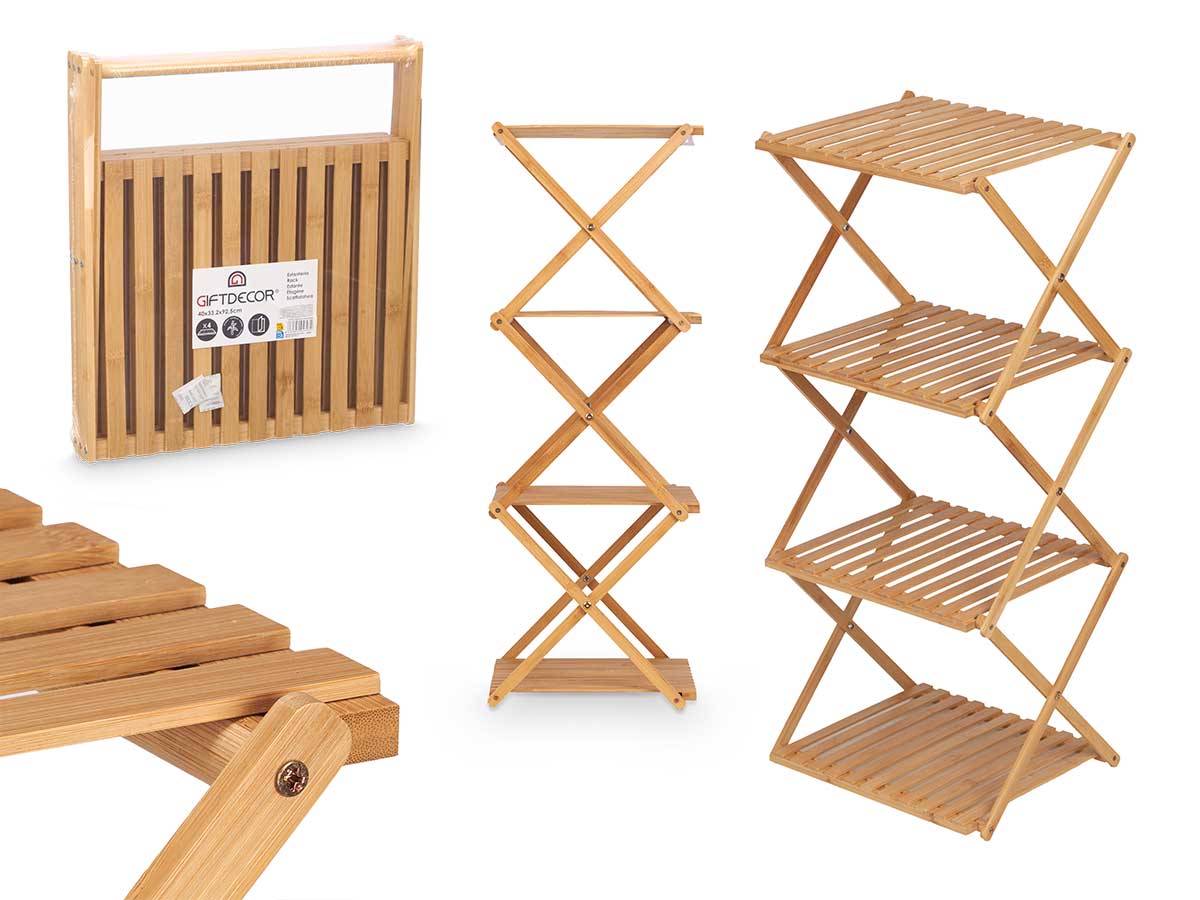 Estanteria bambu 4 baldas plegable 40x33.2x92.5cm