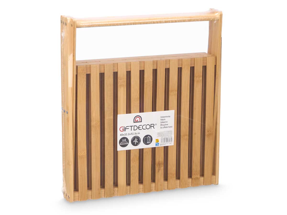 Estanteria bambu 4 baldas plegable 40x33.2x92.5cm 3