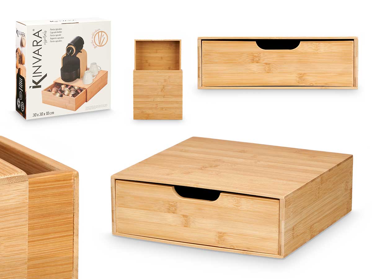 Caja bambu cuadrada cajon 30x30x10cm
