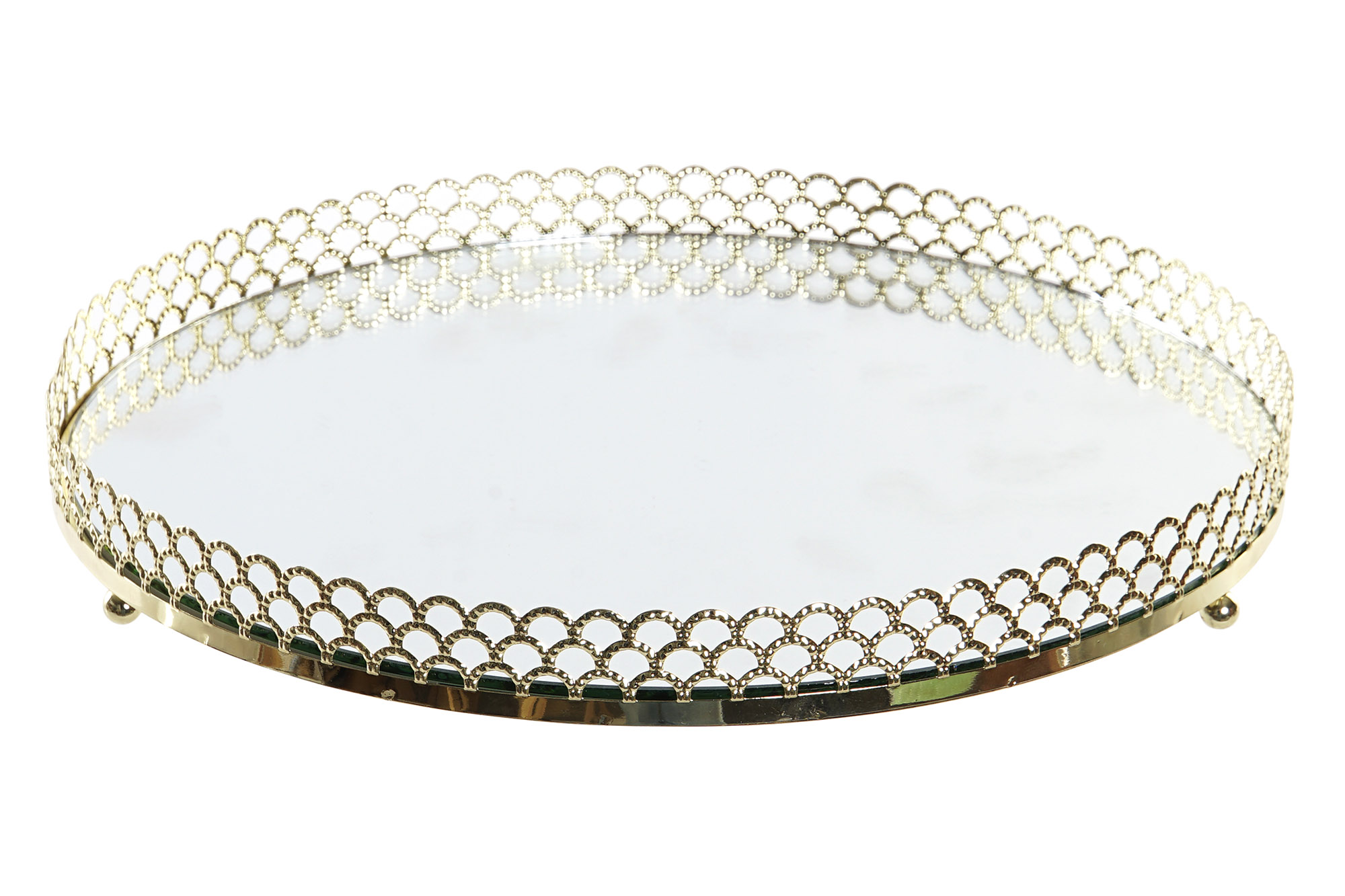 BANDEJA DECORATIVA METAL ESPEJO 25x25x3cm dorado