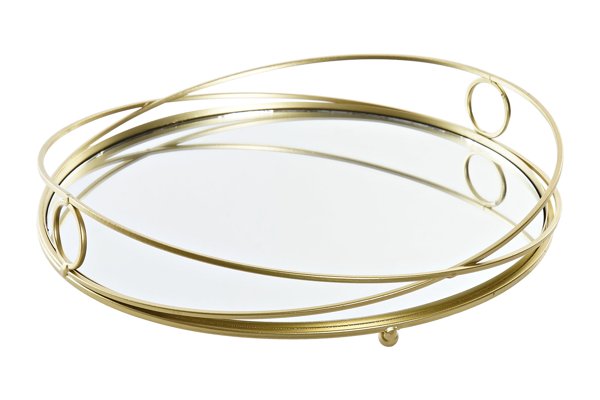 BANDEJA METAL ESPEJO 28X28X4,5 CIRCULO DORADO