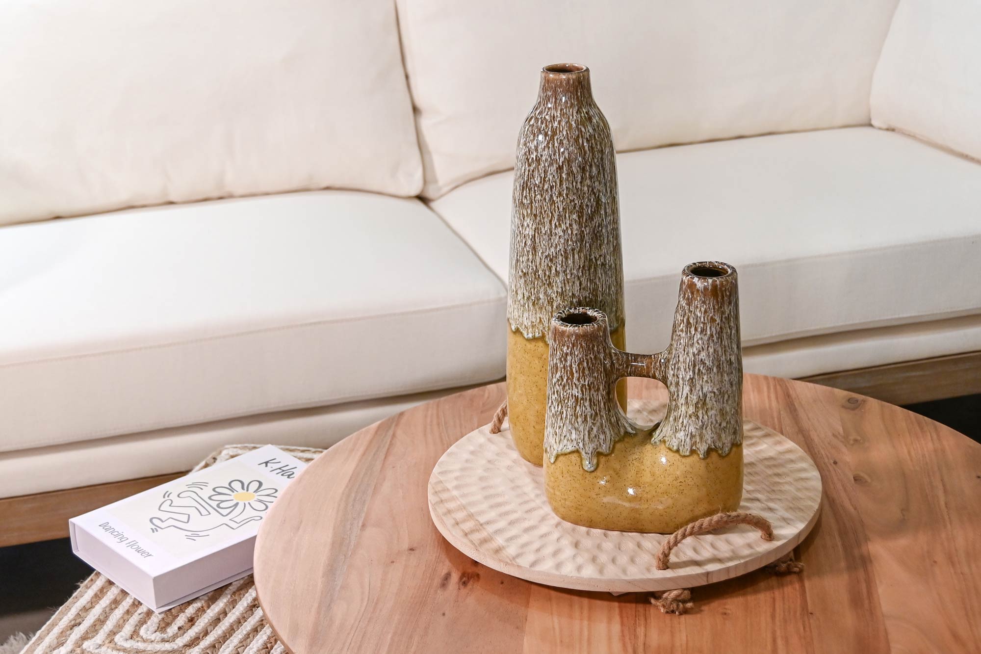 BANDEJA PAULOWNIA CUERDA 40X40X1,5 CIRCULOS 2