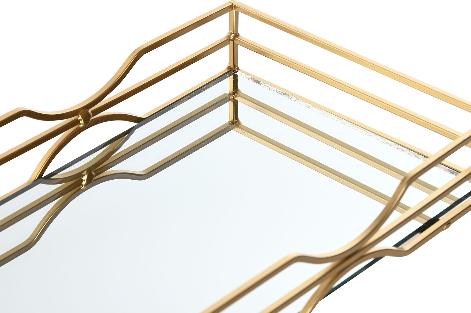 BANDEJA METAL ESPEJO 38X18X5 MATE DORADO 2