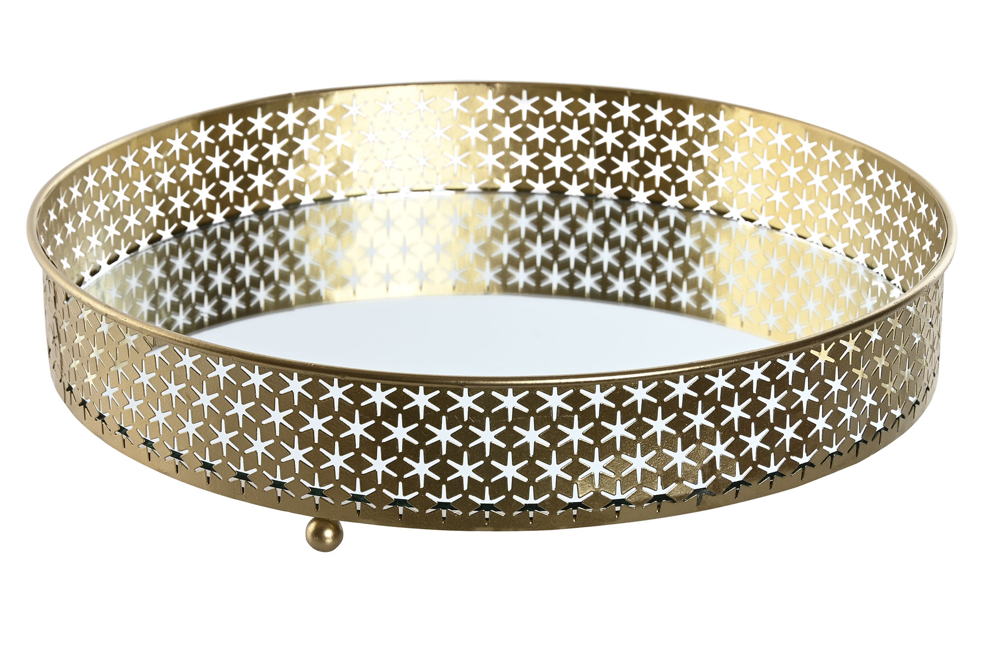 BANDEJA METAL CRISTAL 30,5X30,5X6 DORADO