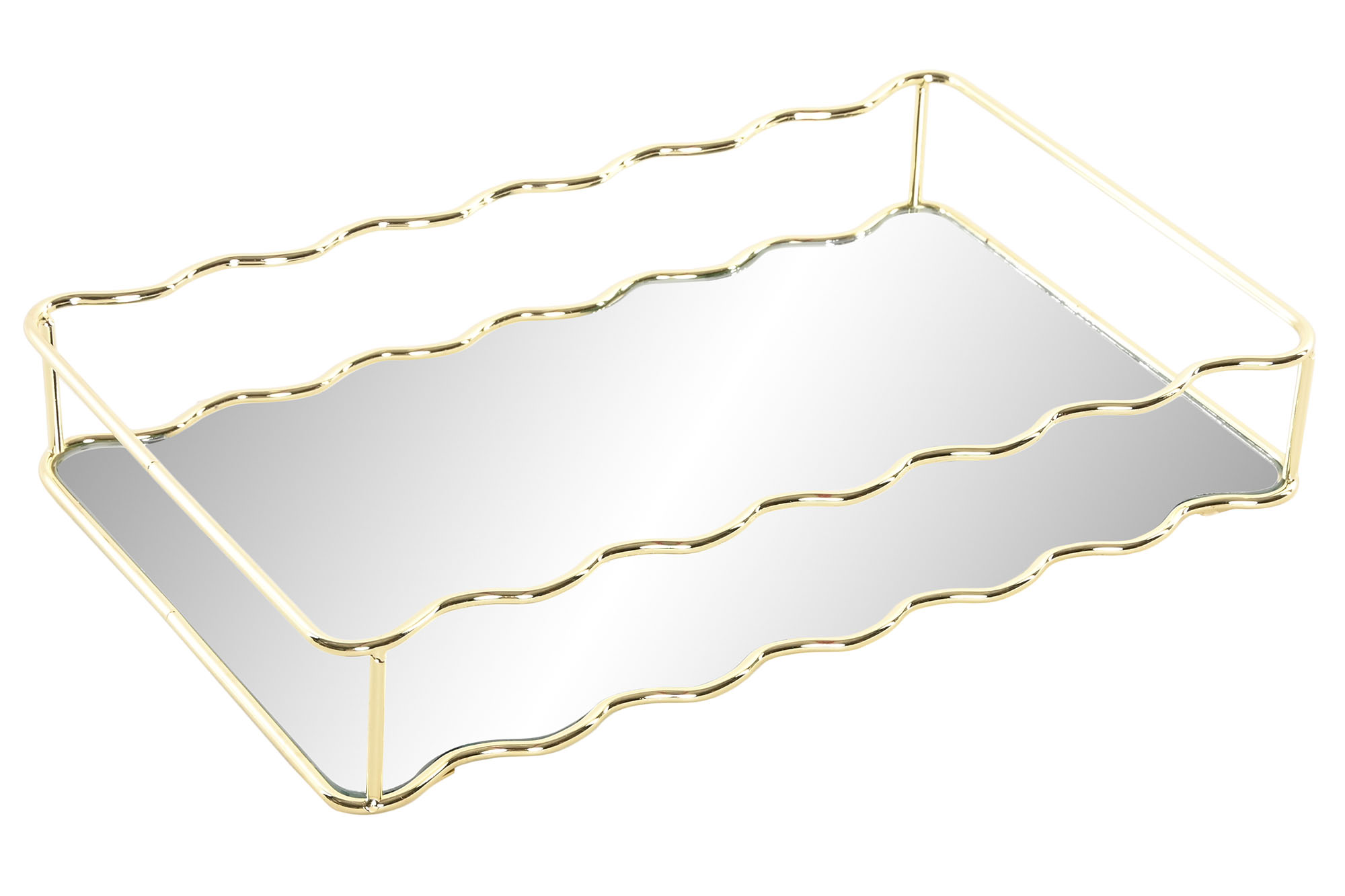 BANDEJA METAL ESPEJO 30X18X5 DORADO