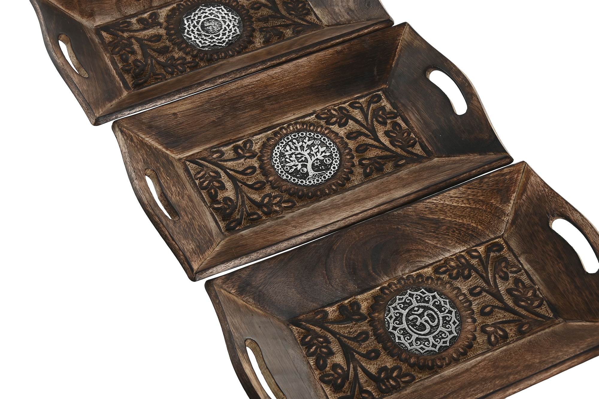 BANDEJA VACIABOLSILLOS MANGO METAL 26X15X4CM ARBOL 2