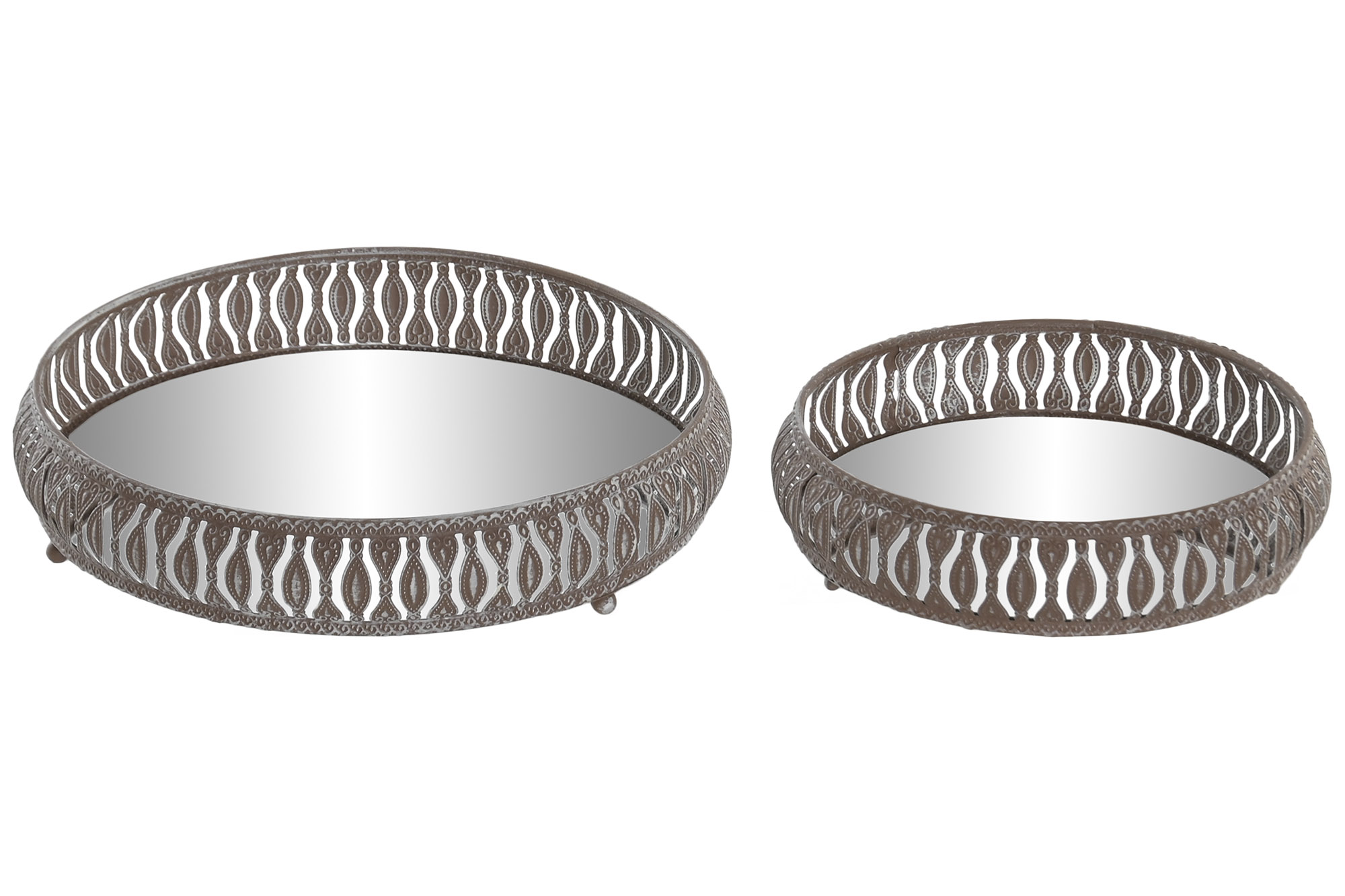 BANDEJA  METAL ESPEJO 20X20X5 ENVEJECIDO