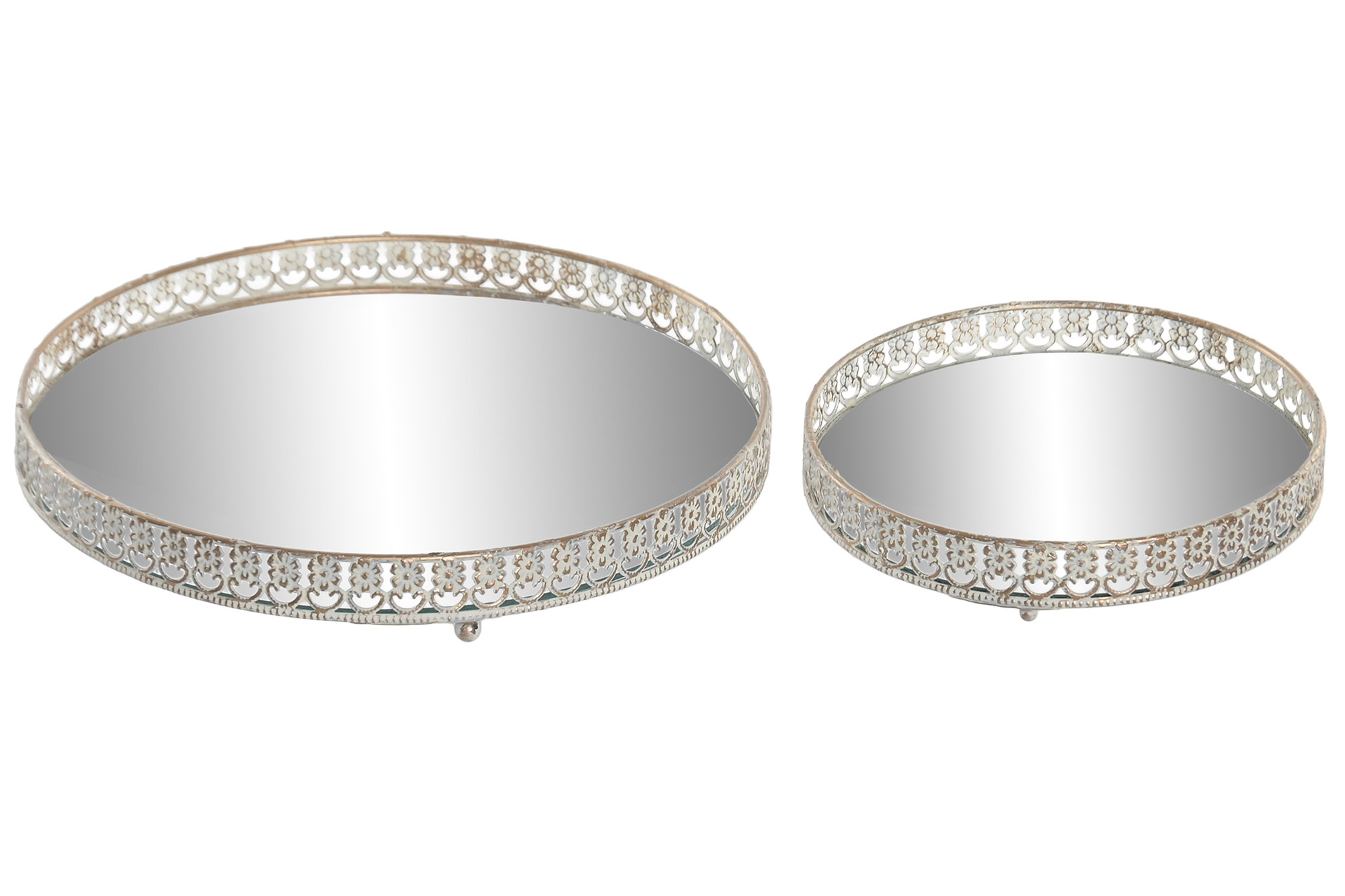 BANDEJA METAL ESPEJO 19X19X3 ENVEJECIDO