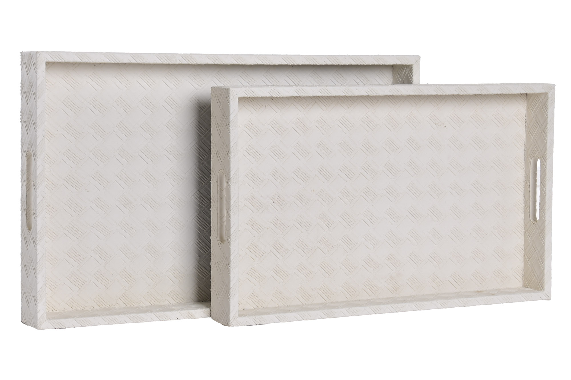BANDEJA PU MADERA 44X27X4 BLANCO 2