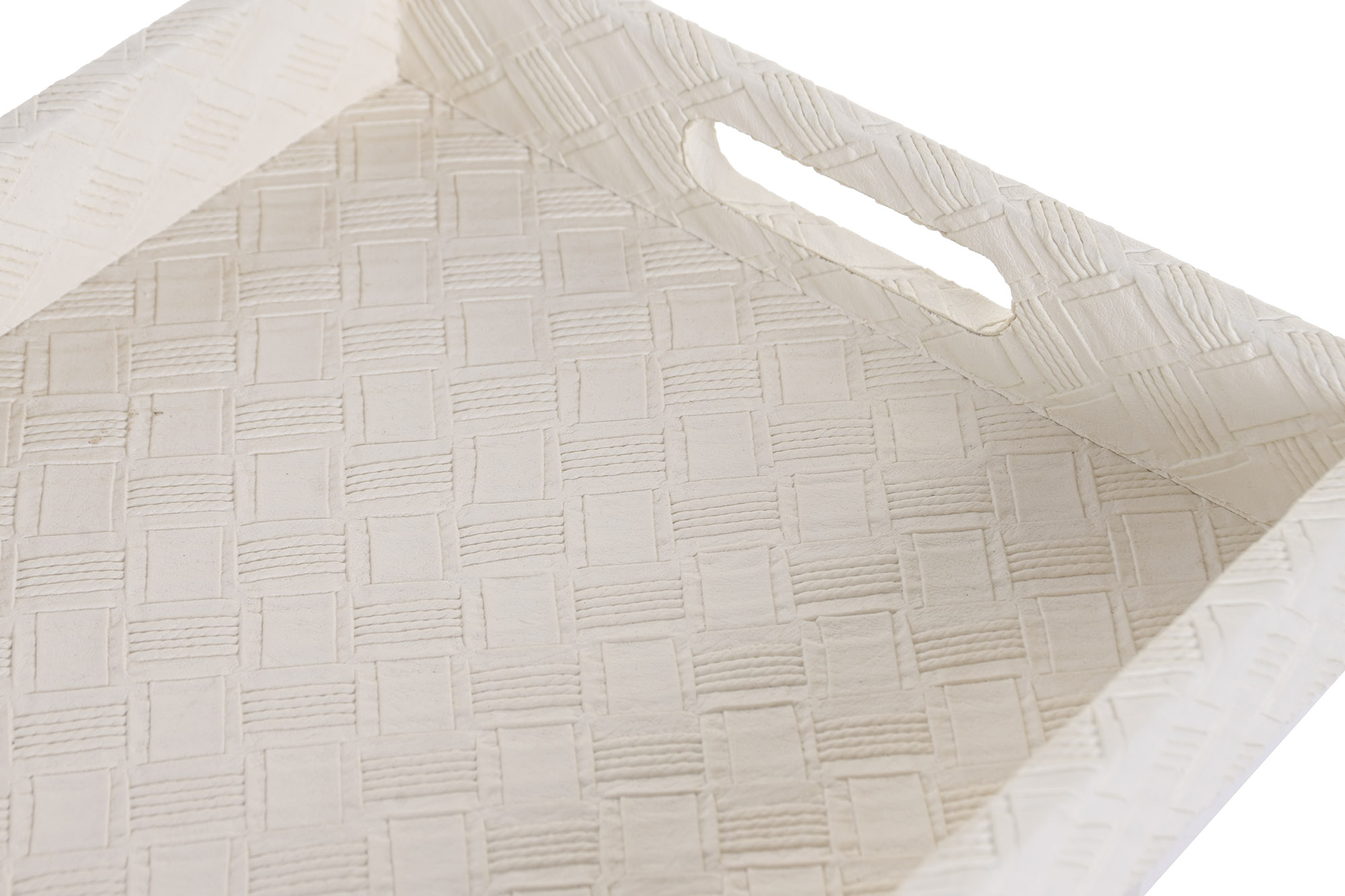 BANDEJA PU MADERA 44X27X4 BLANCO 4