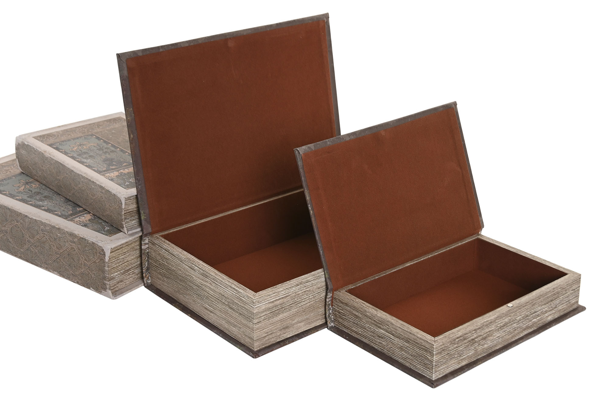CAJA LIBRO PU MDF 15X5X24 ETNICO BEIGE 3