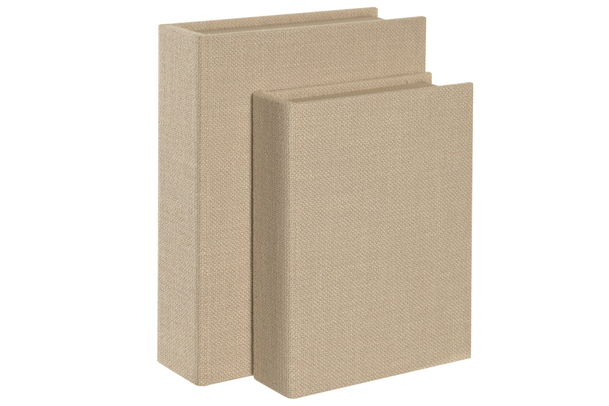 CAJA LIBRO LINO MDF 24X6X19 TAPIZADO BEIGE 2