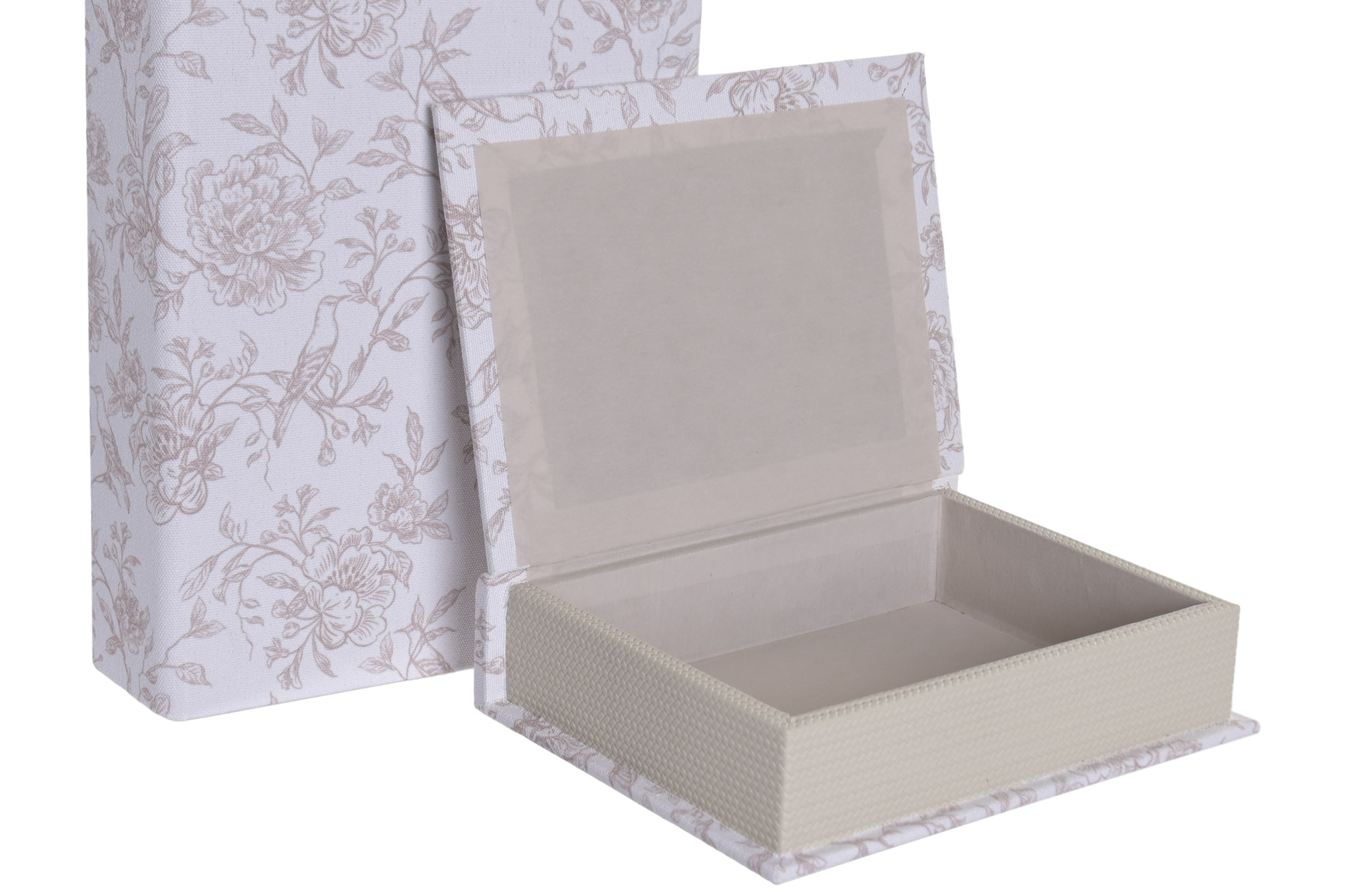 CAJA LIBRO LINO MDF 24X19X6 FLORAL TAPIZADO 2
