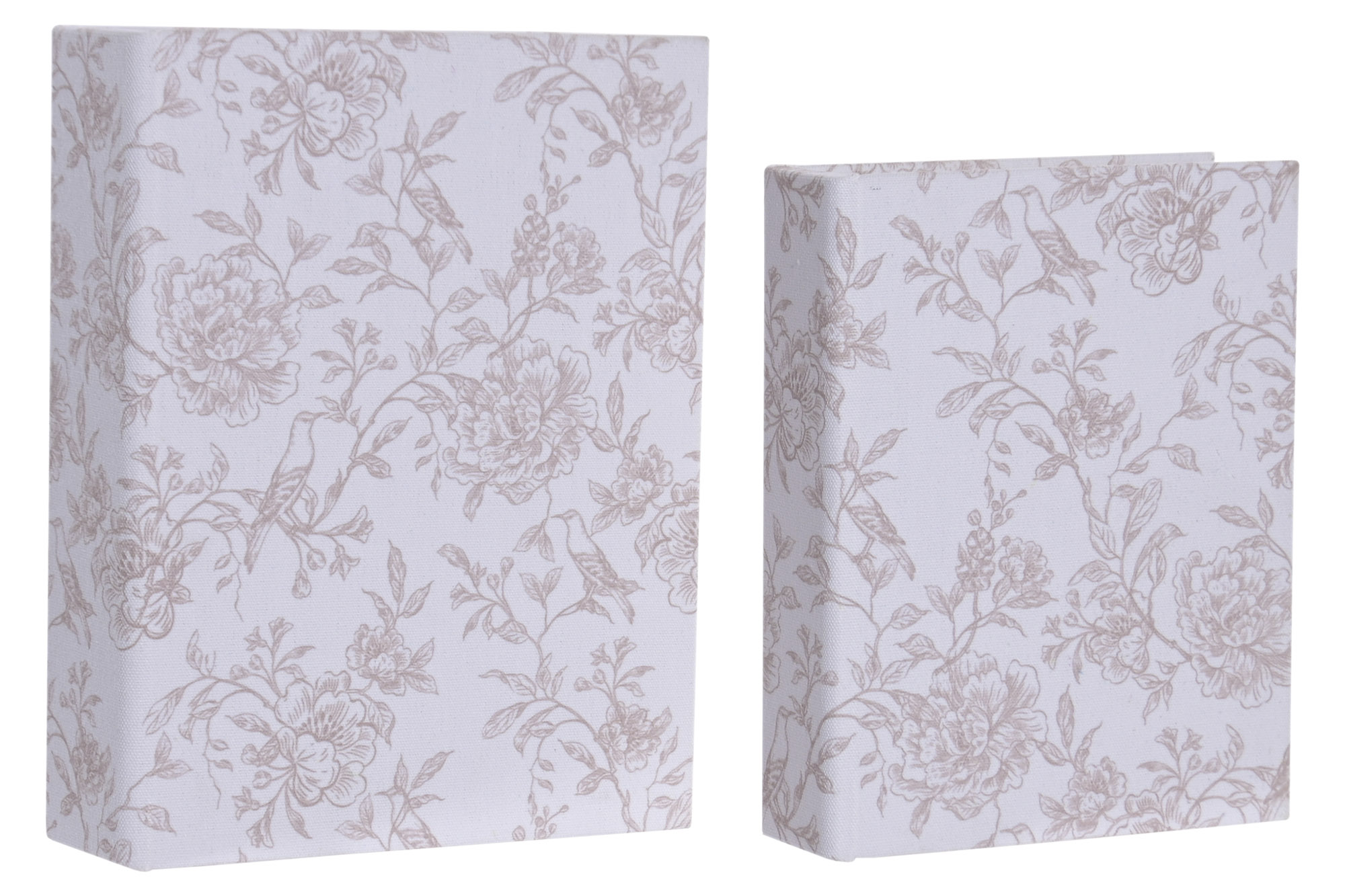 CAJA LIBRO LINO MDF 24X19X6 FLORAL TAPIZADO