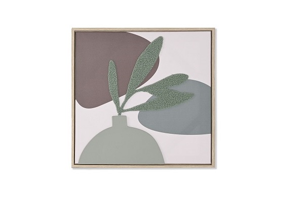 CUADRO LIENZO PS 60X4,5X60 JARRON 3D RAMA VERDE