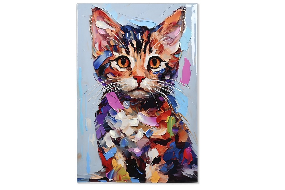 CUADRO LIENZO MDF 40X1,8X60 GATITO LACADO COLORES